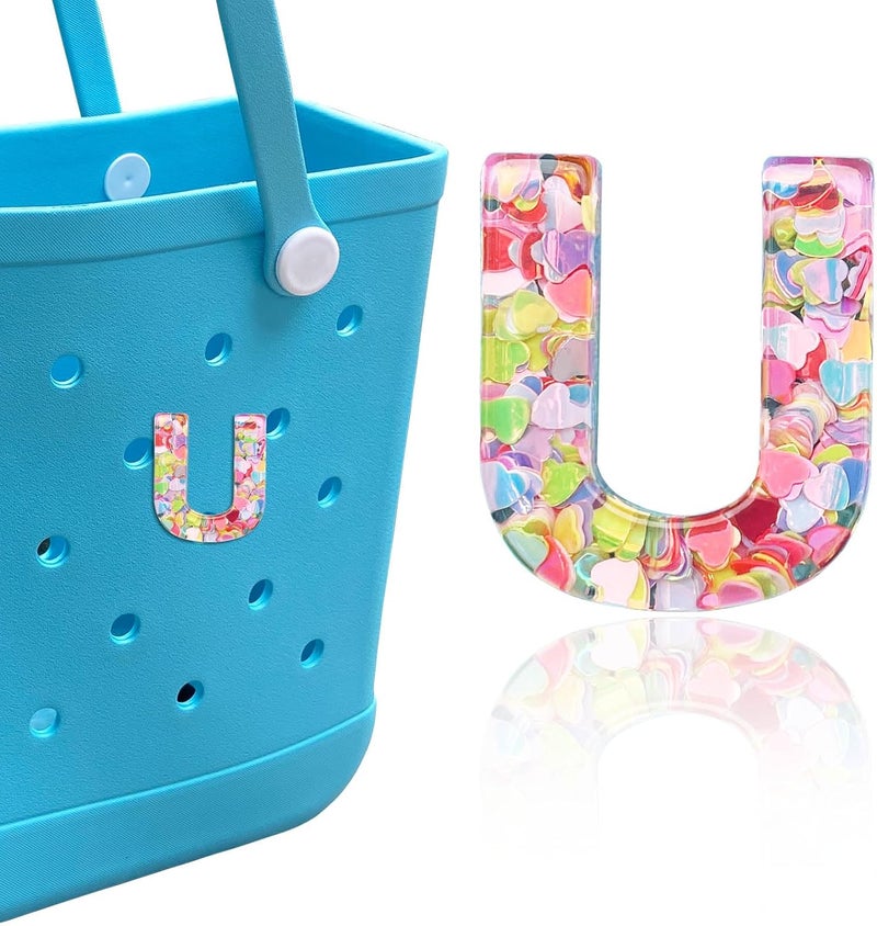 HLUWA Letter Charms for Bogg and Simply Southern Bags - Alphabet Sequin Lettering Accessories, Insert Decorative Letters for Handbag, Beach Tote - Image 1